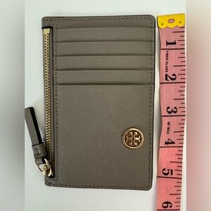 Tory Burch Grey saffiano leather card holder
